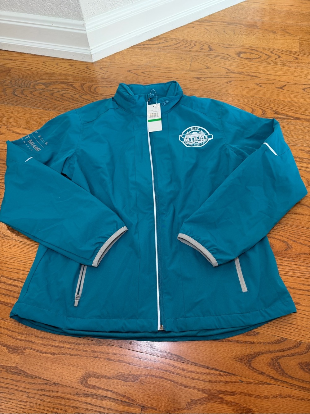 NWT Perry Ellis Men’s 2020 Miami Super Bowl LIV Host Committee Teal Windbreaker